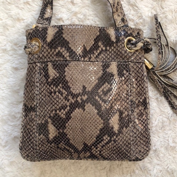 Michael Kors Snake Python Embossed Crossbody Bag Tassel Drawstring - Picture 9 of 12